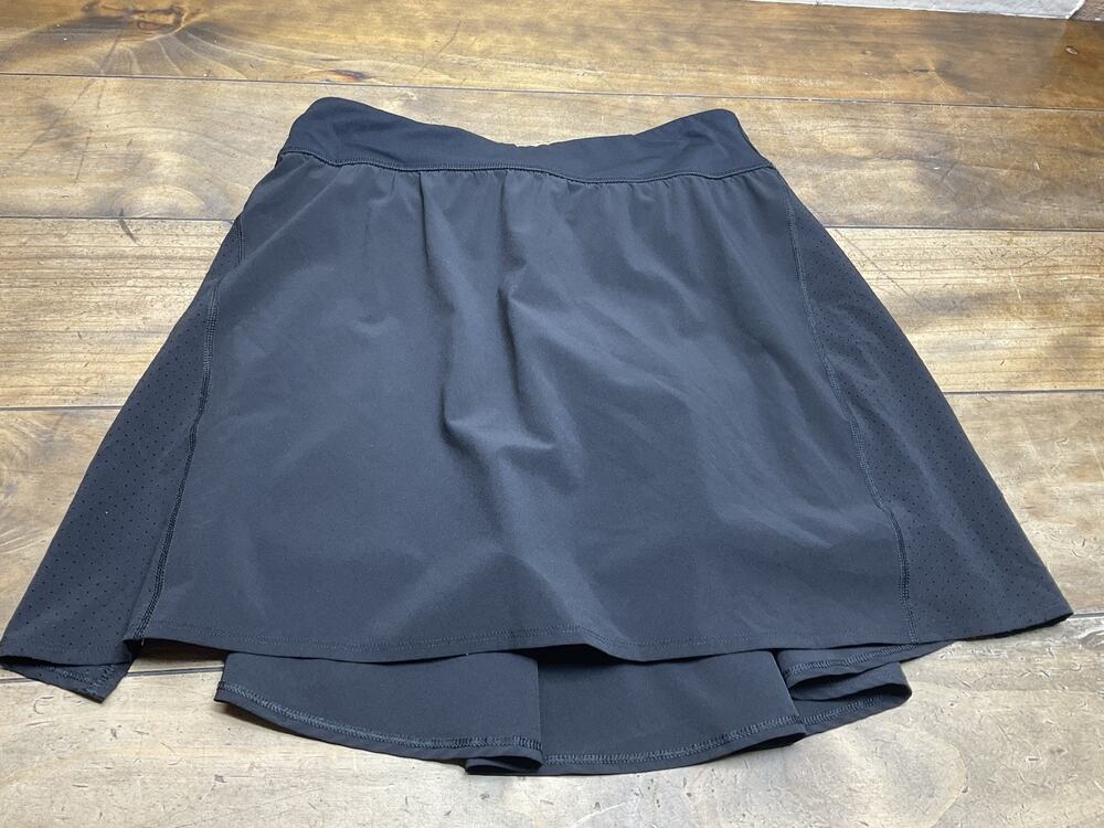 SPANX The Get Moving Skort Womens L Black Elastic Waist Skirt Shorts Zip Pockets